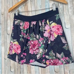 Anthropologie S Pure + Good Navy Floral Print Skort Shorts Skirt Athletic Tennis